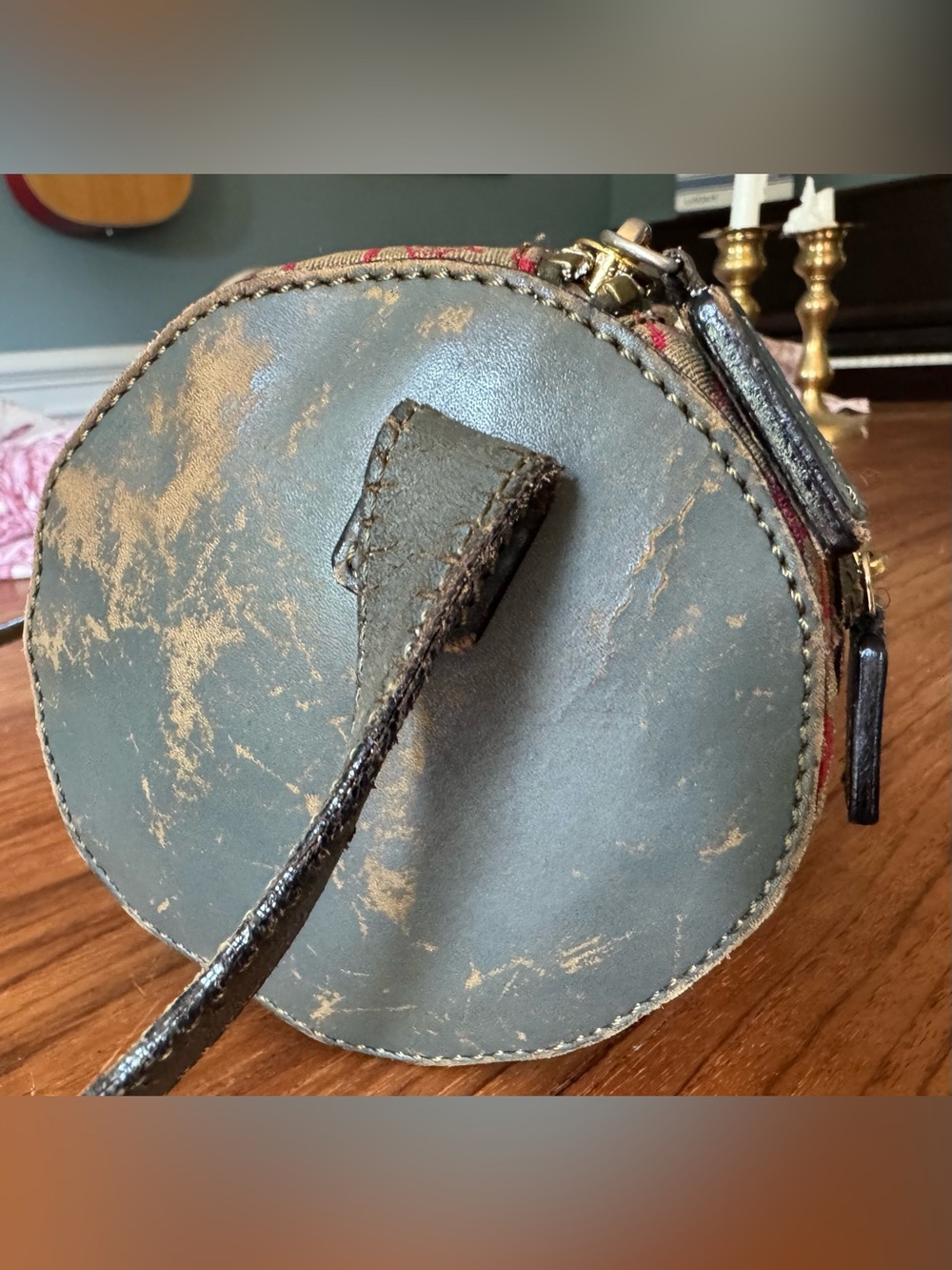 🧡 VINTAGE Celine C Sulky Monogram Canvas Distressed Barrel Bag - RARE 🧡 - Picture 8 of 15